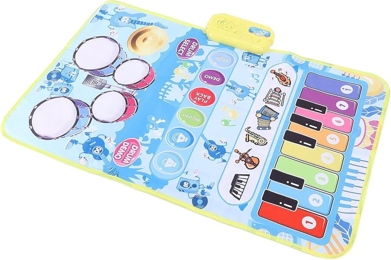 Blue Portable Foldable Music Mat Touch Blanket for Toddlers Kids Drum Dance Floor Keyboard Playmat Multi Instrument Modes Indoor Outdoor Use - Image 3